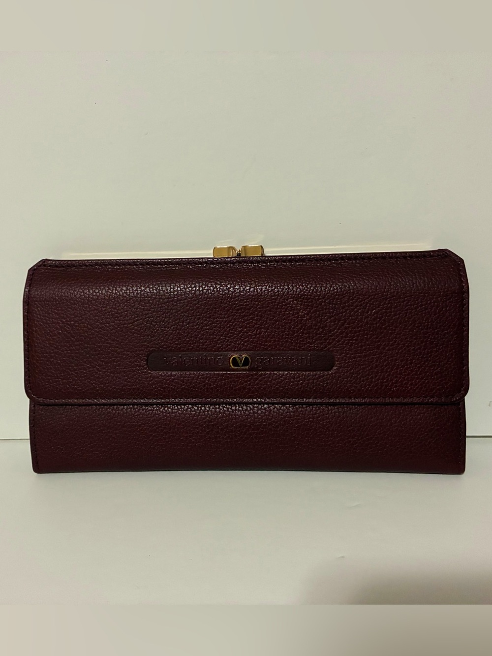 Authentic Valentino Garavani Deep Brown Leather Long Wallet